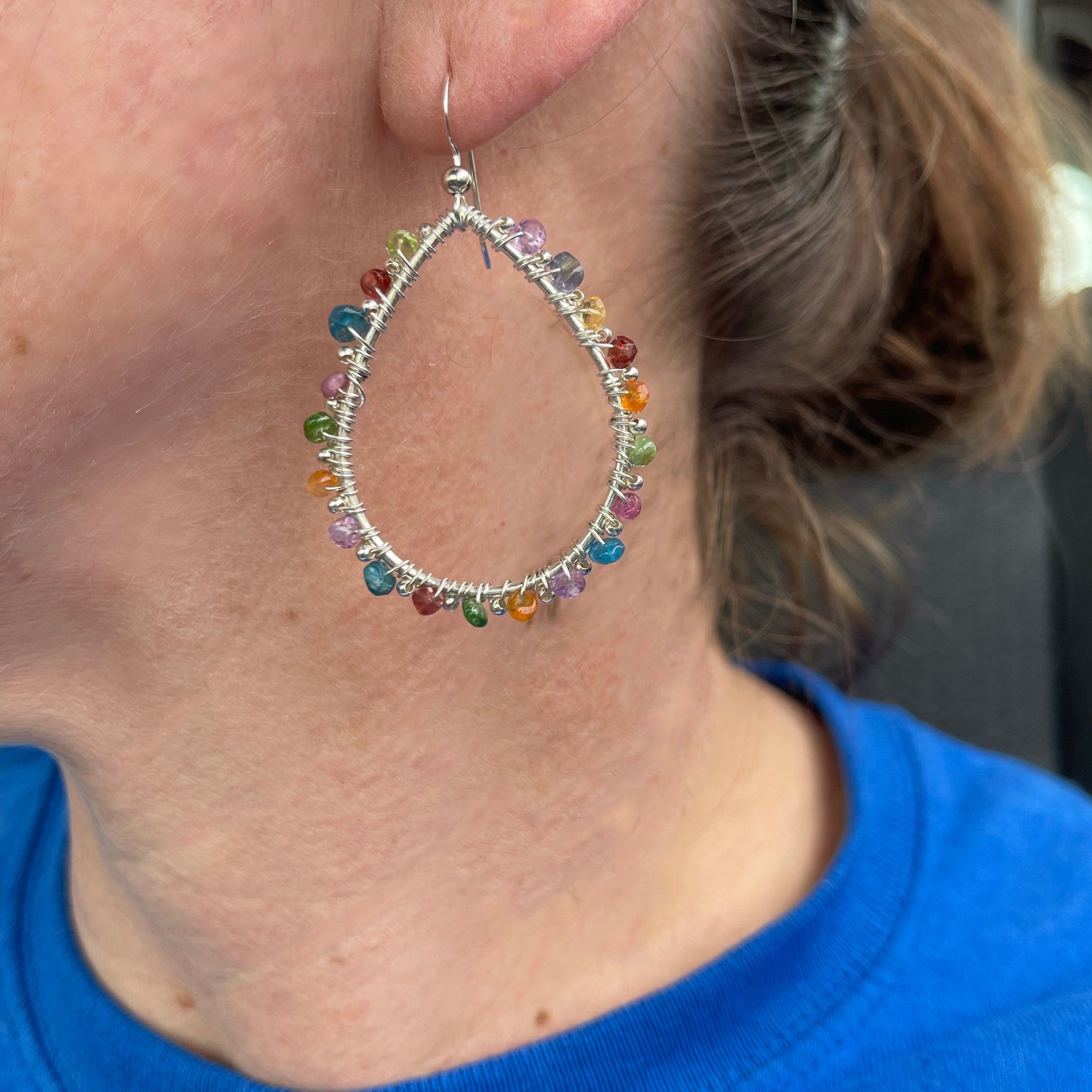 Colorful Gemstone Dangle Earrings