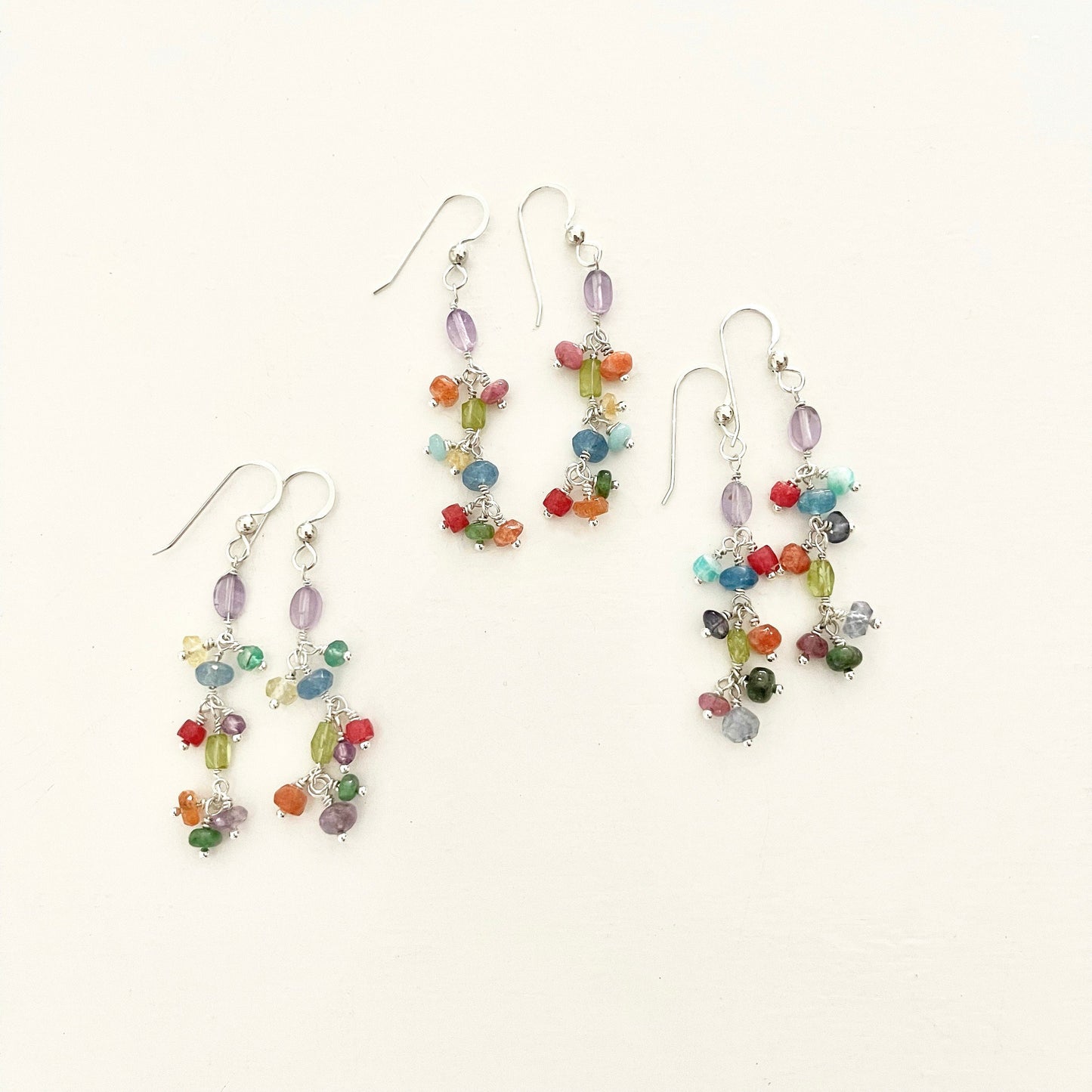 Colorful Gemstone Long Dangle Earrings