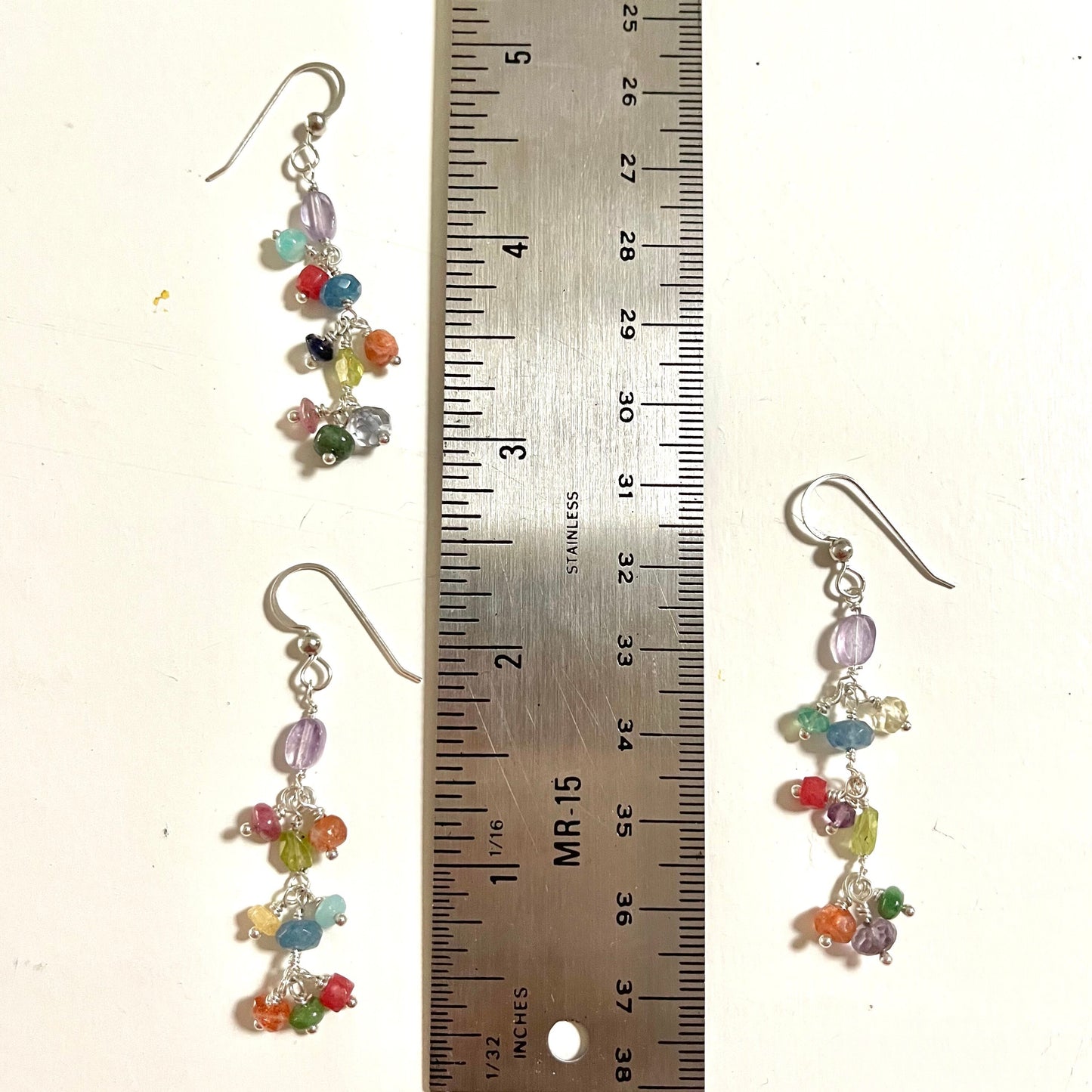 Colorful Gemstone Long Dangle Earrings