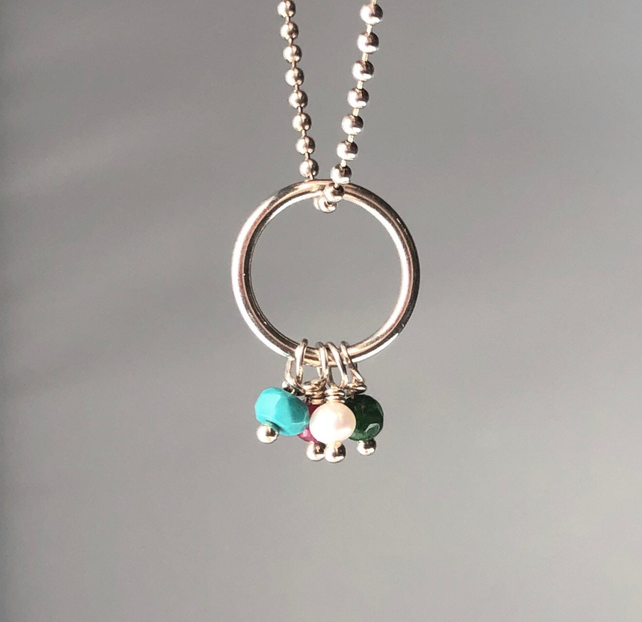 Dainty Custom Birthstone Mother’s Ring Pendant