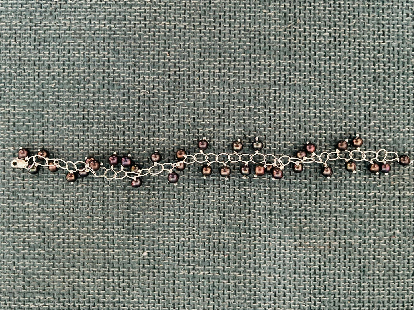 Adjustable Purple Bluey Black Pearl Bracelet