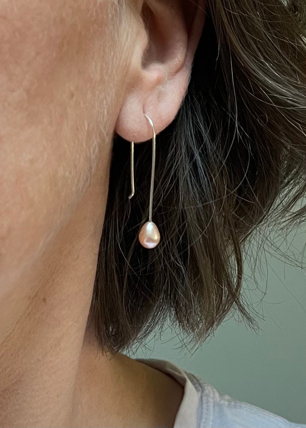 Modern Pearl Drop Earrings