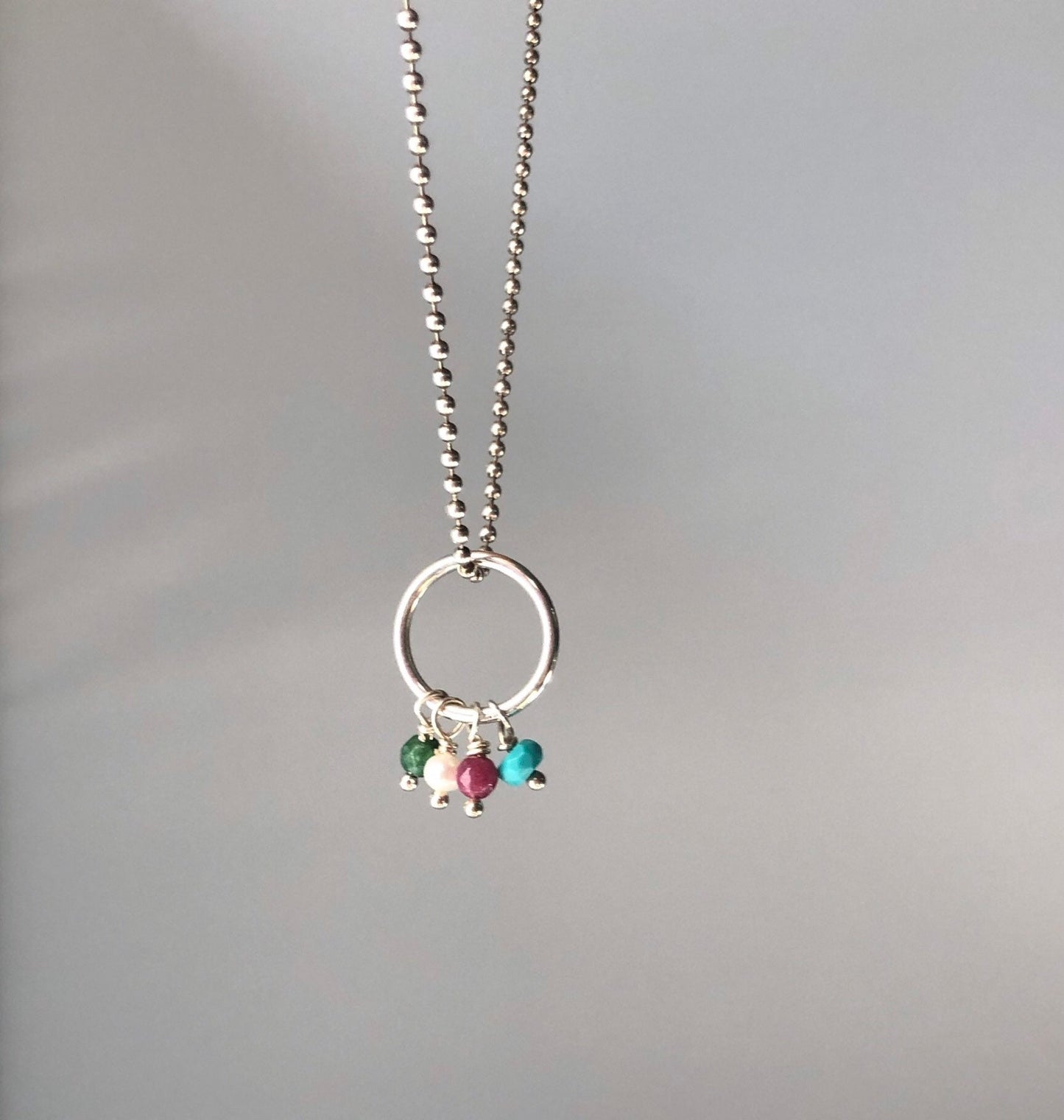 Dainty Custom Birthstone Mother’s Ring Pendant