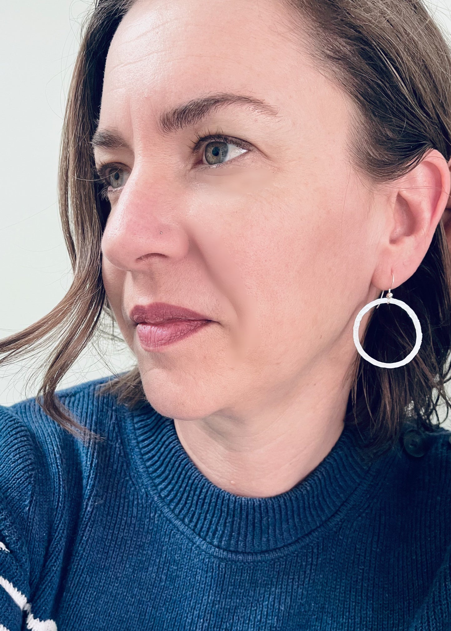 Organic Hammered Silver Hoops